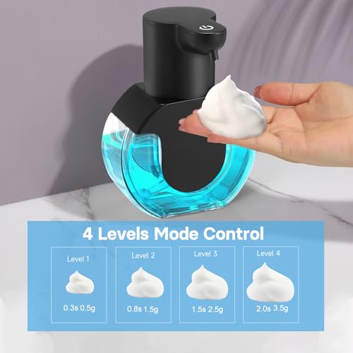 Automatic Soap Dispenser Touchless,14.2oz/420ML Auto Liquid Soap Dispenser,Rechargeabled Wall Mounted Smart Pump for Bathroom Kitchen,Black - color: Black, style: Foam
