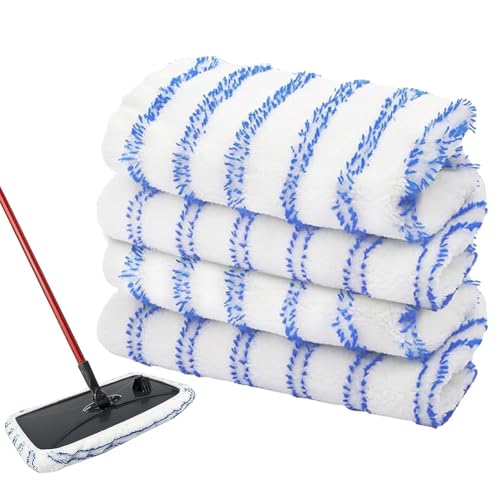 4 Pack Mop Heads Replacements Compatible with Cedar Hard Wood Flooring 'N More Ultra-fine Fiber mop - Microfiber Mop Refills for Cedar Mop Wet and Dry Use 15x8 Inch Pads - color: 4 Pack