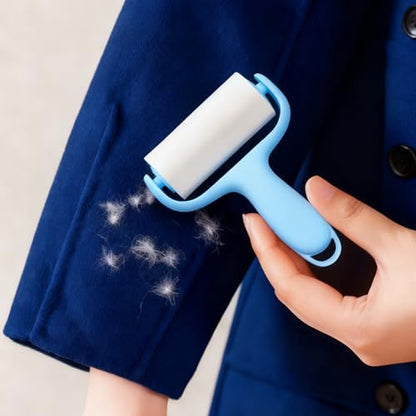 Blue Mini Lint Roller Travel Size,Reusable Lint Brush,Dog Cat Hair Remover with Ergonomic Handle and 3 Refills (90 Sheets) - color: Blue