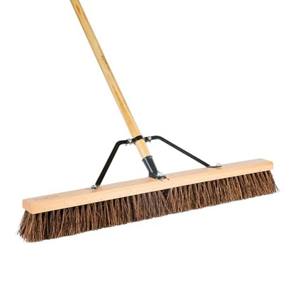 Restaurantware-BROOM HEAD ONLY: Clean Tek Professional 30-Inch Indoor Broom Head, 1 Heavy-Duty Push Cleaning Tool - Handle And Brace Sold Separately, Palmyra Bristles, Wooden, Outdoor Use - size: 30", style: Wood, with Palmyra Unflagged Bristles