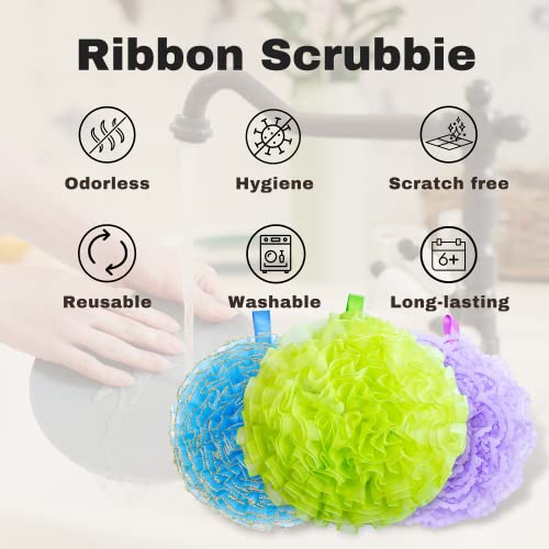 Reusable sponge, washable scrubber, non-scratching, odorless dish scrubbie - Peony collection 1ct (Yellow) - color: Yellow