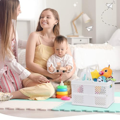 Portable Plastic Shower Caddy with Handle - Multi-Functional Organizer for Dorm, Bathroom, and Cleaning Supplies Storage - Collapsible Baby Bath Caddy and Dorm Shower Caddy - White
