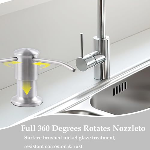 Sink Soap Dispenser Pump Brushed Nickel Built in Kitchen Counter Dish Soap Dispenser with 41" Extension Tube for Bathroom RV Under Sink Hand Soap Lotion Pump - color: Silver