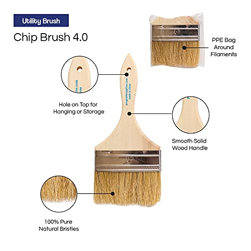 Pro Grade - Chip Paint Brushes - 36 Ea 4 Inch Chip Paint Brush Light Brown