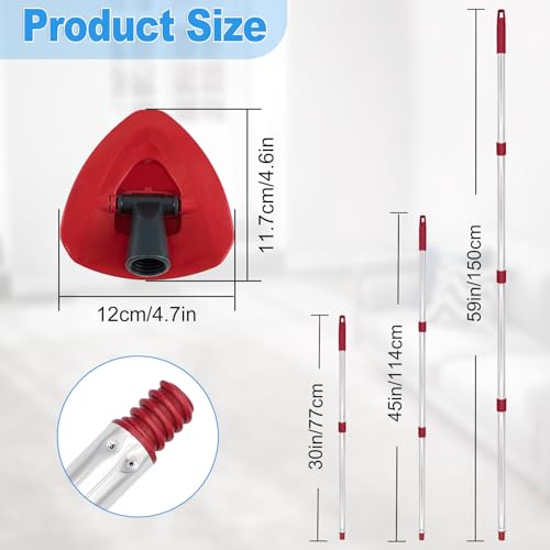 Mop Handle for Ocedar, Mop Handle for O Cedar, Spin Mop Replacement Handle for O Cedar, 4-Section Spin Mop Handles and Base for Ocedar, 30" to 58" Mop Stick Pole Handle and Base for Ocedar Spin Mop - size: Mop Handle with 2 Tank Base