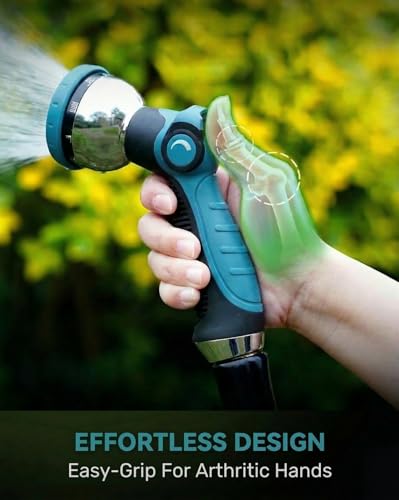 Garden Hose Nozzle Heavy Duty, Metal Water Hose Sprayer with 10 Adjustable Spray Patterns, Thumb Control On Off Valve, High Pressure Hose Nozzle for Watering, Cleaning, Car Washing & Pet Shower - color: Blue, size: 1Pack