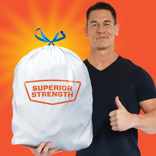 Hefty Strong 13 Gallon Trash Bags, Tall Kitchen, Drawstrings, Durable Closure, Resists Leaks, Punctures, Tears, White, Unscented, 90 Count - size: 1 Count (Pack of 1)