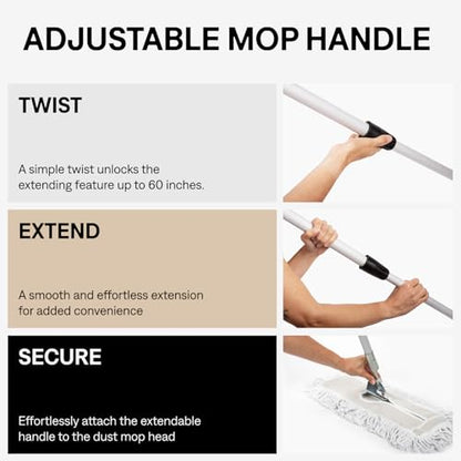 36 in. Floor Sweeper, Dust Mop for Hardwood, Reusable Cotton Mop Head, Extendable Handle, Dry Mop for Floor Cleaning & Janitorial Supplies - size: 36x5 Inch (Pack of 1)