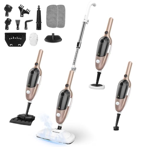 Steam Mop - All-in-one Powerful Handheld Steam Cleaner Detachable Floor Steamer with 11 Accessories, MultiPurpose Steamer for Hardwood Floors, Clothes,Windows,Tiles,Carpet, Whole Home Use(Rose Gold) - color: Rose Gold