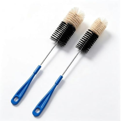 2 Pack 17 Inch Long Handle Bottle Brush, Narrow Neck Bottle Cleaner Brush with 2 Inch & 1.3 Inch Soft Nylon Bristles, for Water Bottles, Soda Bottles, Home Brewing, Kombucha, Spice Jars