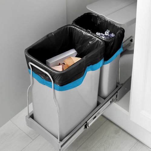 Teivio 15 Gallon 60 Counts Strong Tall Kitchen Drawstring Trash Bags, Medium Plastic Garbage Bags for Home Kitchen Garden Office Tall Trash Can, Black Waste Bin Liners - style: 60-15Gallon-Black