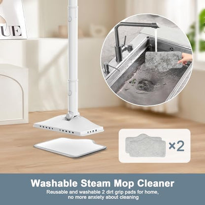 Steam Cleaner, 6 in1 Rotated Steam Mop Cleaner with 2 Modes, 2 Microfiber Pads, 400ML Removable Tank, 23FT Power Cable, Detachable Steam Mops for Floor, Laminate Floor, Tiles Cleaning (Onion White) - color: Onion White