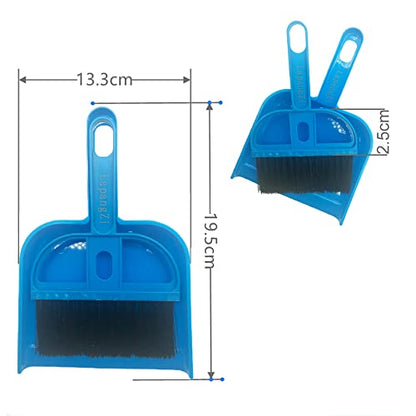 Mini Dustpan and Broom Set Portable Plastic Brush Set (blue) used for Desk, Home, Kitchen,Cage Cleaning of any Small Animals, Guinea pigs, Rabbits, Hamsters