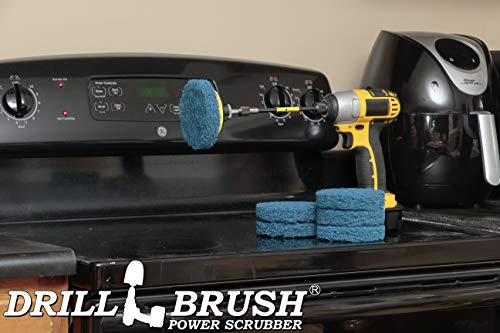 Kitchen Accessories - Cleaning Supplies - Drill Brush - Spin Scrubber - Oven Cleaner - Stove Top Cleaner - Pots and Pans - Kitchen Sink - Hard Water Stain Remover - Drill Attachment Power Scrubber - color: 6x Blue Pads