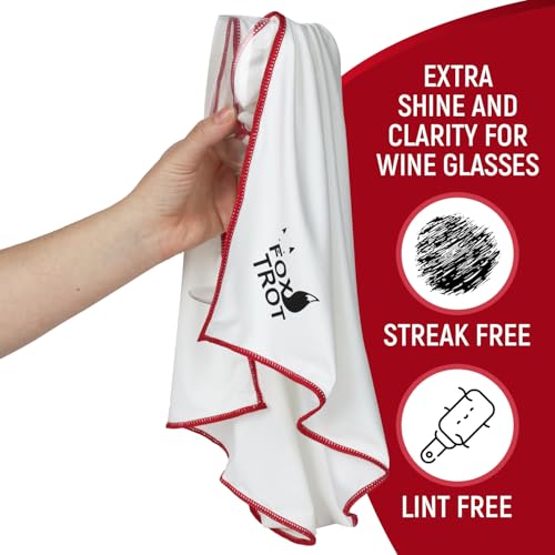 Fox Trot Large Microfiber Polishing Cloths (2 Pack White | Gray) | Streak Free, Lint Free Shine and Clarity for Wine Glasses, Stemware and More - color: 2-pack (White | Gray)