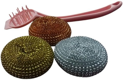 Three Piece Kitchen Scrubber Set (Pink) - color: Pink