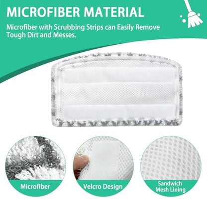 Heavy-Duty steam Mop Replacement Pads for Shark Steam Mops S1000/S1000A/S1000C/S1000WM /S1001C/S2001 Reusable Microfiber Steamer Scrub Mop Pads Washable for All Hard Floors,4pcs