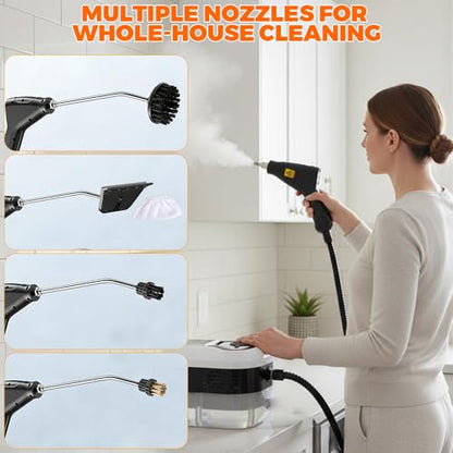 2026 Portable Handheld Steam Cleaner, 2500W High Pressure Steam Cleaner, 229°F High Temperature Pressurized Steam Cleaner with Brushes for Home, Tile, Grout, Car, Kitchen, Furniture Cleaning (White) - color: White