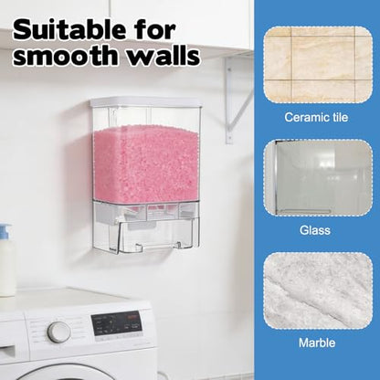 Rainmae 2 Pack Laundry Detergent Dispenser Set Wall-Mounted Containers for Scent Booster Beads and Softener Beads Laundry Powder Dispensers Storage Organizer for Laundry Bathroom Dorm and Hotel