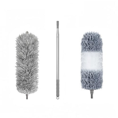 Microfiber Feather Duster, 110 Inch Extendable Telescoping Pole Duster with Bendable Washable Head, Long Handle Cleaning Duster for Ceiling Fan, High Ceiling, Blinds, Furniture and Cars (2 Pcs) - color: 2 Pcs