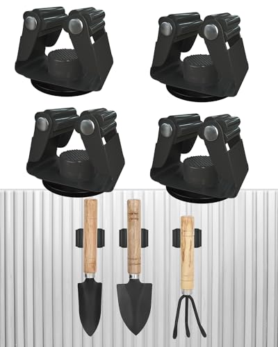 Mop Holder Magnetic, Black Steel Broom Hanger Magnetic Holder for Garden Tool, Rack Rake, Shovel Handle, Garage, Kitchen, Laundry Tools Organizer - No Drilling - 4 PCS/Gray… - size: 4 pack-Grey