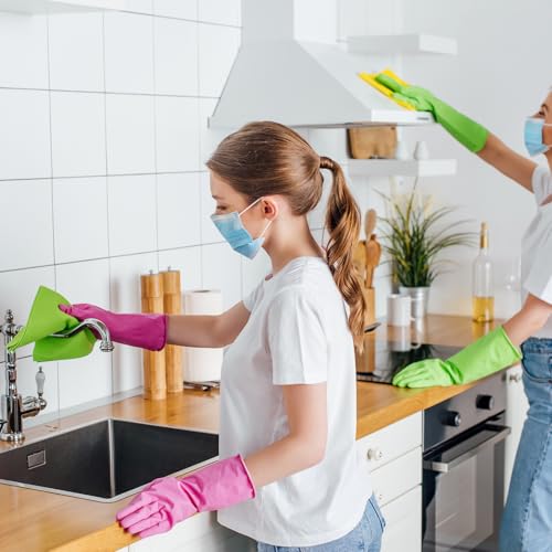 uxcell Rubber Cleaning Gloves, Reusable Household Dishwashing Long Rubber Gloves - color: Grey, size: Large
