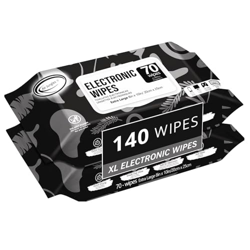 Air Jungles Electronic Wipes Screen Cleaning 70 Count (Pack of 2), No Cloth Needed, Extra Large 8"x10" Tech Cleaner Wipes for LED Screen, TVs, Cars, Computer,Tablets, Phones, Laptops, VR, Monitors - size: 70 Count (Pack of 2)