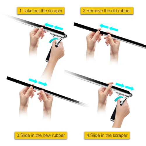 41-Inch High Elasticity Replacement Silicone Squeegee Strips, for Windows Glass Shower Door Cleaning, Durable and Easy to Install - color: Black
