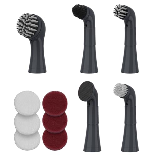 LifeBasis Replacement Brush Head Set Only for LifeBasis Electric Cleaning Brush, Only with 5 Replaceable Cleaning Brush Heads & 6 Cleaning Pads, for Cleaning Shower, Sinks, Kitchen Corner, Tile, Grout