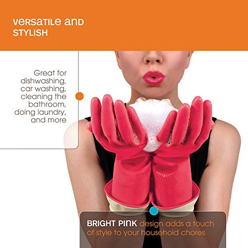Casabella Premium Waterblock Reusable Household Cleaning Gloves, Medium (Pack of 2) - size: Medium (Pack of 2)