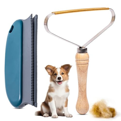 2-Pack Pet Hair Removal Tool - Lint Remover, Carpet Scraper & Shaver for Clothes and Carpets - Dog & Cat Hair Remover with Carpet Rake for Car,Rugs,Couch,Furniture - Fur Cleaner Tool