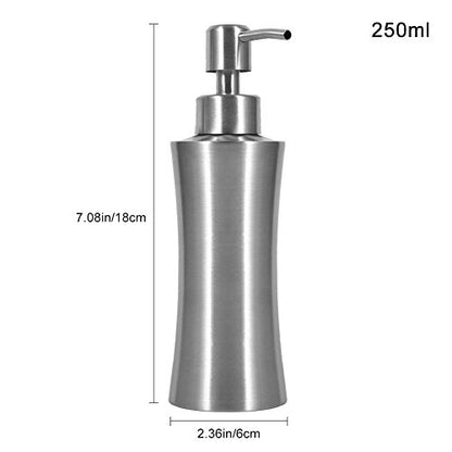 Stainless Steel Pump Bottle, 304 Grade Rust-Proof, Liquid Shampoo Lotion Dispenser, 250ml Capacity Wide Mouth Polished F - color: 250ml
