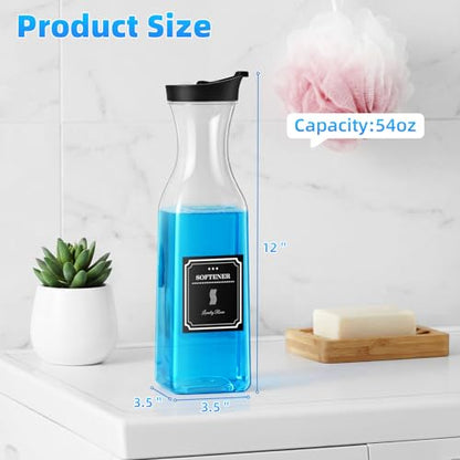 Laundry Detergent Dispenser,54oz Fabric Softener Dispenser,Plastic Liquid Laundry Detergent Container,Laundry Detergent Organizer for Laundry Room Organization with 4 Labels,3 Pack,Black - color: Black
