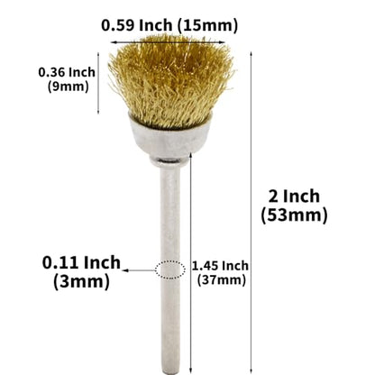 45-Piece Brass Wire Brush Set - Metal Rust Removal, Polishing, Cleaning - 1/8″ (3mm) Shaft - Removes Burrs, Dust, and Oxide Layer - Handles Rough Surfaces - Rotary Tool Accessories - style: Set of 45 Brass Wire Brushes