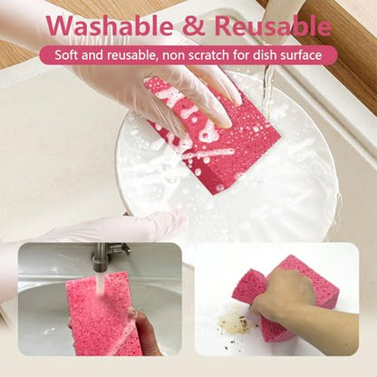 Car Wash Sponges, 3 Pack Extra Thick Large Cleaning Sponge Multi-Purpose for Bathroom Kitchen Bike Boat, Large Size Sponges 4'' X 6'' (Pink) - color: A-pink