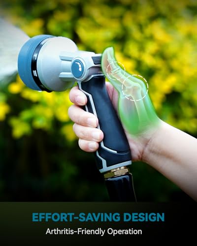 RAINPOINT Full-Metal Garden Hose Nozzle, Heavy Duty Water Hose Nozzle Sprayer With 10 Adjustable Patterns & High Flow,Thumb Control For Flow Adjustment, Ideal For Watering, Washing, Cleaning,Blue-2PCS - color: Blue