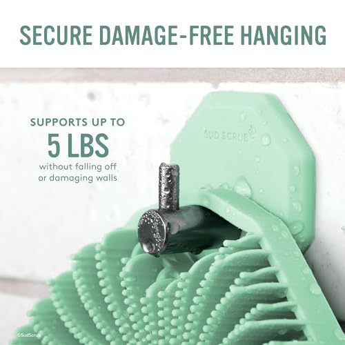 Sud Scrub® Antimicrobial Shower Hook, Self Adhesive Hooks for Shower Wall, Heavy Duty Removable Wall Hooks, Stick On Hooks for Hanging, Bathroom Towel Hook (Mint) - color: Mint