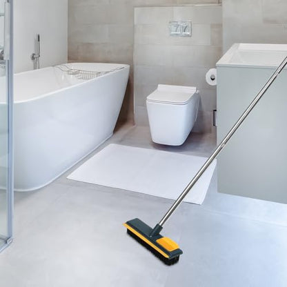 Cabilock Long Handle Cleaning Brush with Stiff Bristles, 108cm Floor Scrub Brush for Bathroom and Tile, Yellow Hard Bristle Shower Scrubber for Deep Corner and Crevice Cleaning