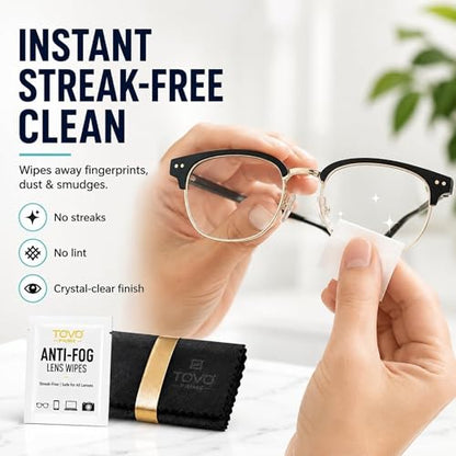 Lens Wipes for Eyeglasses, 200 Count Eye Glasses Cleaner Wipes, Pre-Moistened Individually Wrapped Glasses Cleaner Wipes, Anti Fog Streak-Free Lens Cleaning Wipes for Sunglasses & Screens