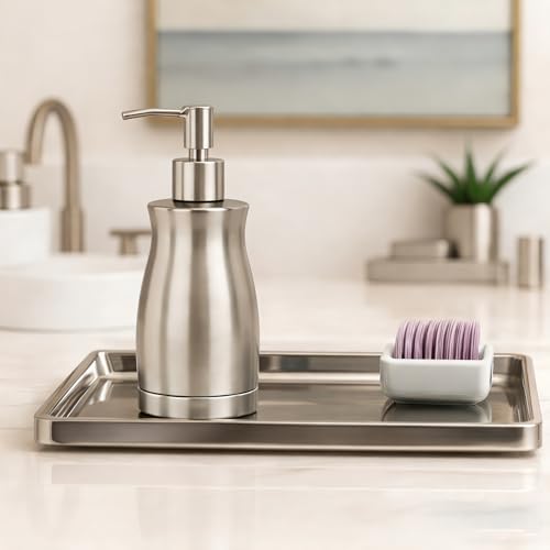 304 Stainless Steel Soap Dispenser Modern Rust-Proof Liquid Soap Pump Bottle for Kitchen or Bathroom Countertop Hand Dish Lotion Leak-Proof 13.5oz (Stainless Steel) - color: Stainless Steel