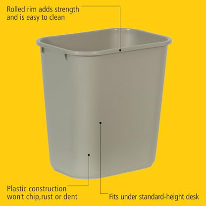 Rubbermaid Commercial Products Resin Wastebasket/Trash Can, 7-Gallon/28-Quart, Beige, Plastic, for Bedroom/Bathroom/Office, Fits Under Desk/Sink - color: Beige, size: 7 Gallons