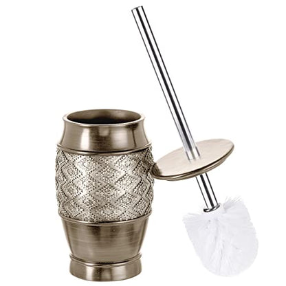Creative Scents Dublin Silver Toilet Brush Set - Toilet Bowl Cleaner Brush and Holder - Decorative Bathroom Cleaner Brush - Space Saving Design Toilet Bowl Scrubber - color: Silver