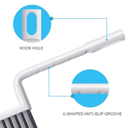 MIXVOVA V-Shaped Grout Cleaner Brush, 3 Pcs Grout Brushes for Tile Floor, Handheld Grout Cleaning Brushes Set with 3 Hooks for Shower, Bathroom, Kitchen, Home Use, Stiff Bristle