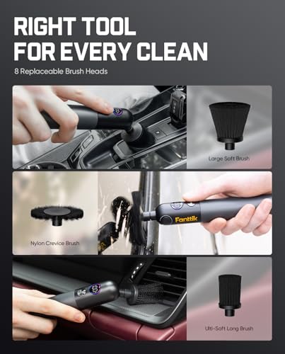 Fanttik Flip G10 Nano AutoCare Cordless Electric Car Interior Detailing Brush, Dual-Speed with 8 Brush Heads, Adjustable Angle & Smart Display, IPX7 Waterproof for Deep Car Cleaning