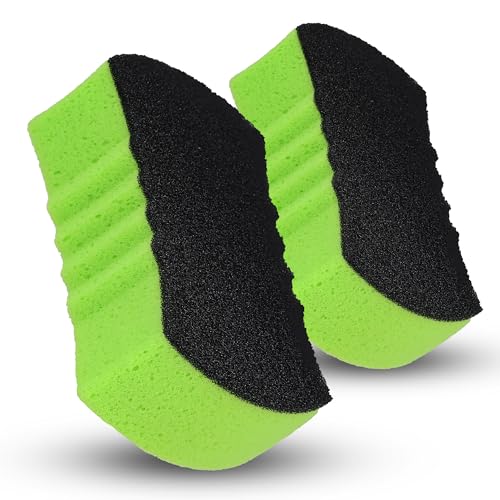 Grip Clean Dual Texture Car Wash Sponge - Multi Purpose Bug Remover Scrubbing Side Soft Sea Sponge - Ultra Scrub Car Cleaning Sponges Wash Bucket Accessory - 2 Pack