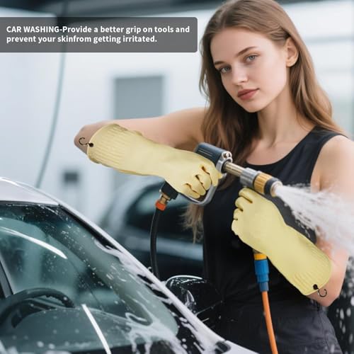 Rubber Gloves for Cleaning – 3 Pairs Reusable Gloves for Dishwashing, Kitchen and Household Tasks, 15-Inch Long (With Hook, Medium (Fits Small Hands)) - size: Medium (Fits Small Hands), style: With Hook