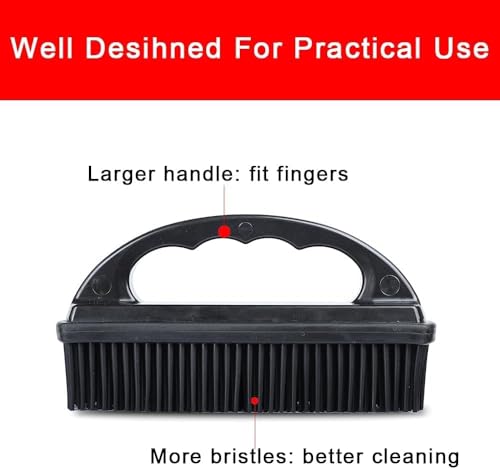 Rubber Brush for Pet Hair Removal - Effective Lint & Fur Remover Red/Black