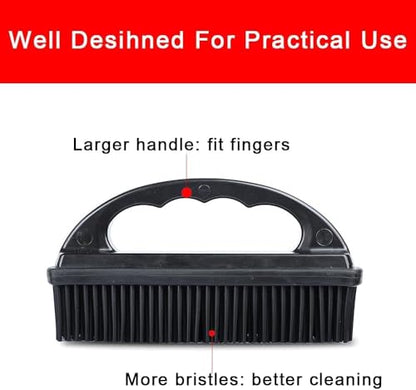 Rubber Brush for Pet Hair Removal - Effective Lint & Fur Remover Red/Black