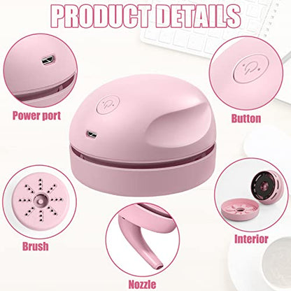 prowithlin Portable Desktop Vacuum Cleaner, USB Charging, Pink, Best for Cleaning Dust, Crumbs, Piano, Computer, Car etc. - color: Pink