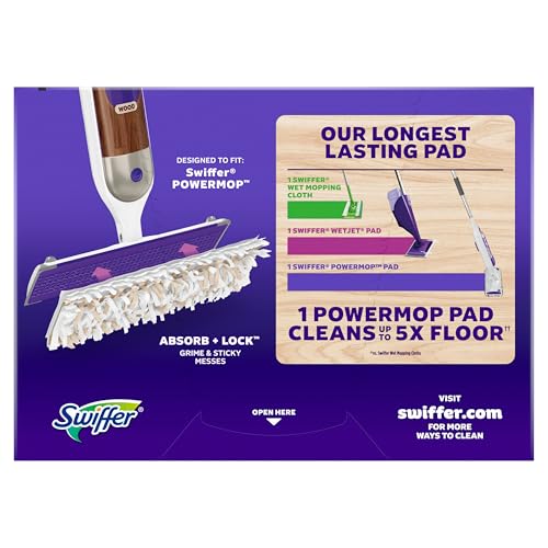 Swiffer PowerMop Wood Mopping Pad Refills for Floor Cleaning, 5 count